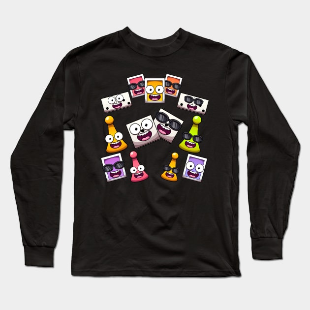 Funny Classic Board Game Elements Long Sleeve T-Shirt by TheMaskedTooner